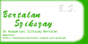 bertalan szikszay business card